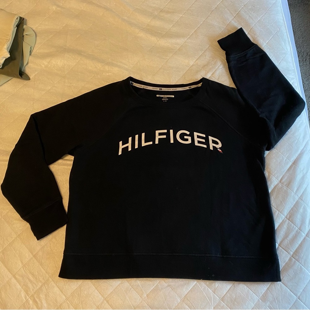 Tommy Hilfiger Black Crew Neck Sweater with Logo